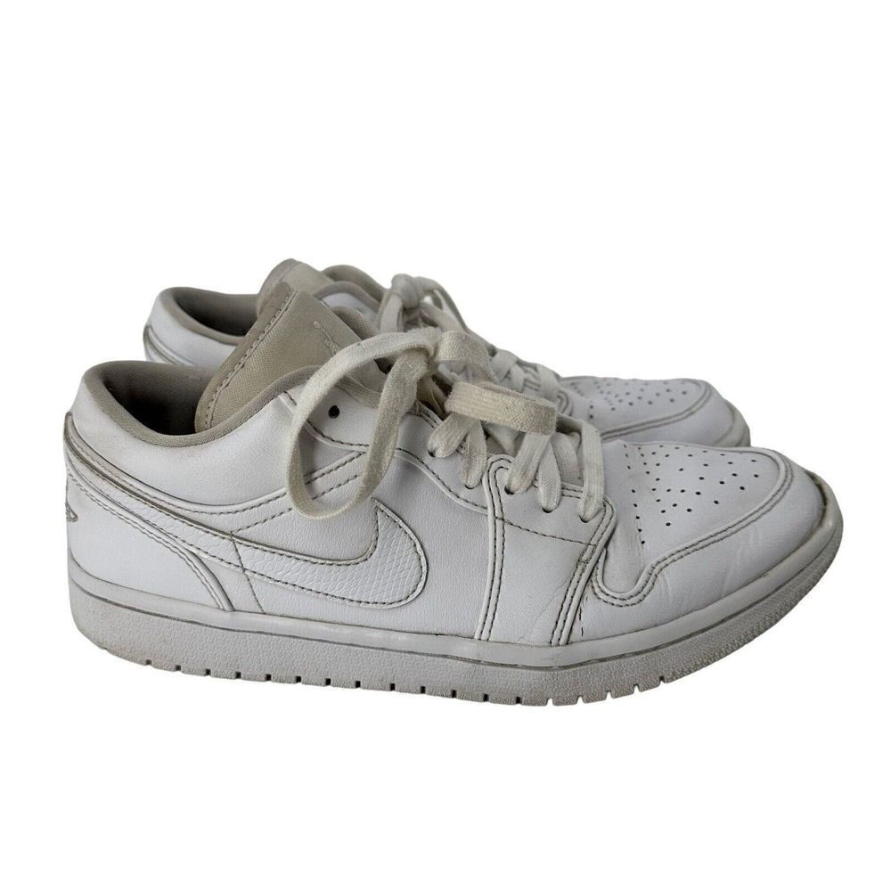 Nike Air Jordan 1 Low Triple White Sneakers Women Size 9 Lace Up Trainer Classic